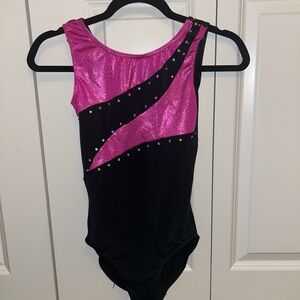 Small Pink & Black Gymnastics Leotard
